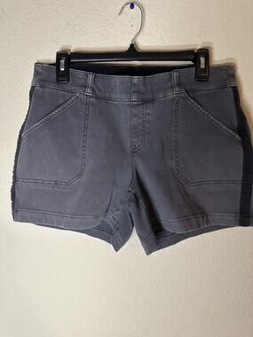 EUC SPANX STRETCH 5” TWILL SHORTS Dark Gray Pull On Slimming Casual Medium